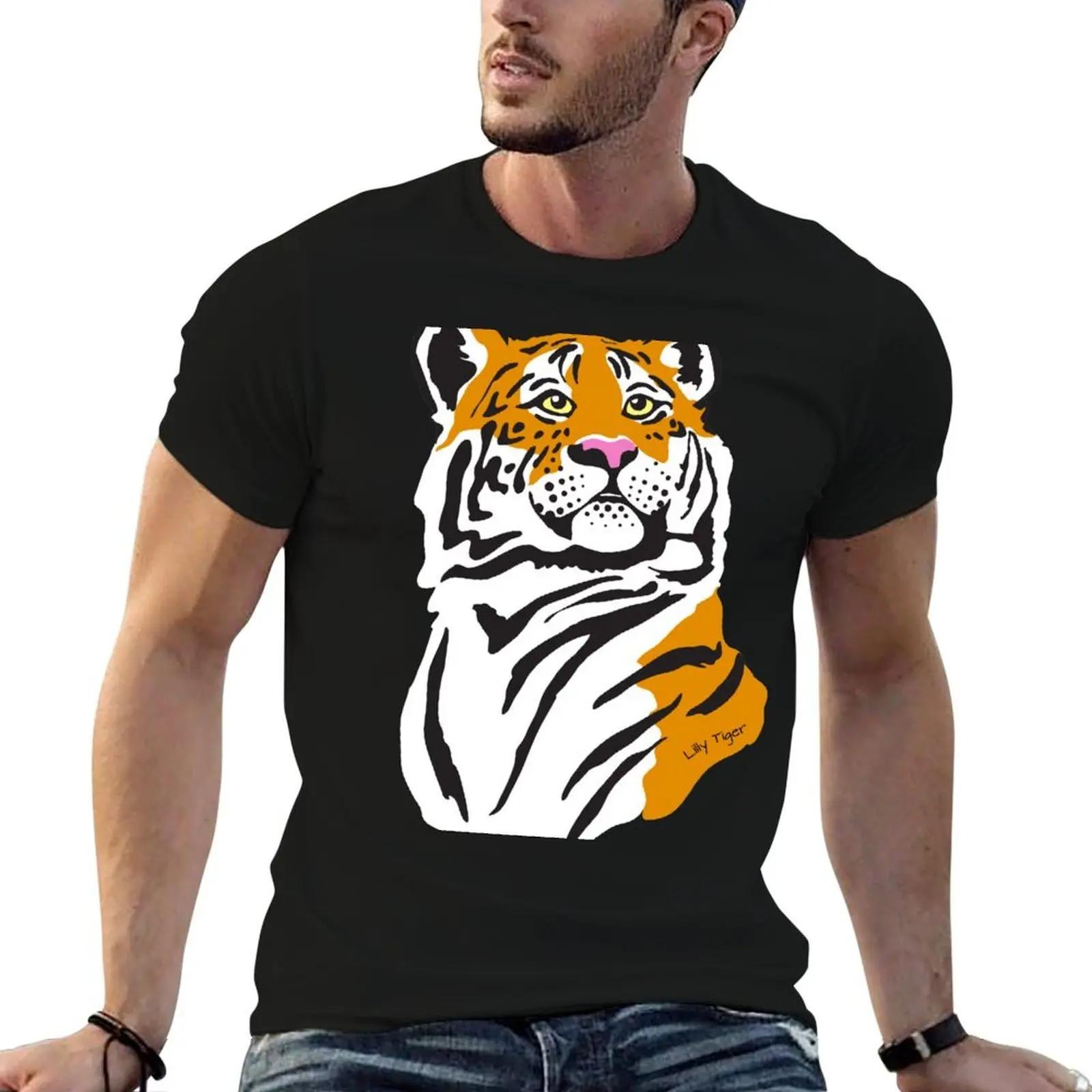 

Lilly Tiger - cute simple vector tiger illustration T-Shirt cotton tshirt 100% anime t shirts oversize T-Shirt