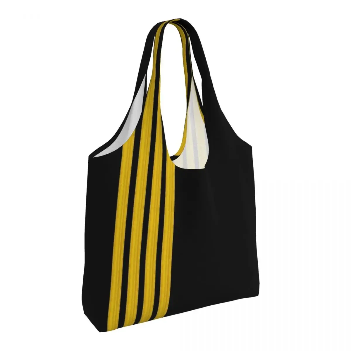 Capitão Mercearia Bolsas de Compras Canvas, Shoulder Tote Bag, Grande Capacidade, Portátil, Aviação, Aviador, Piloto Stripes, Bolsa