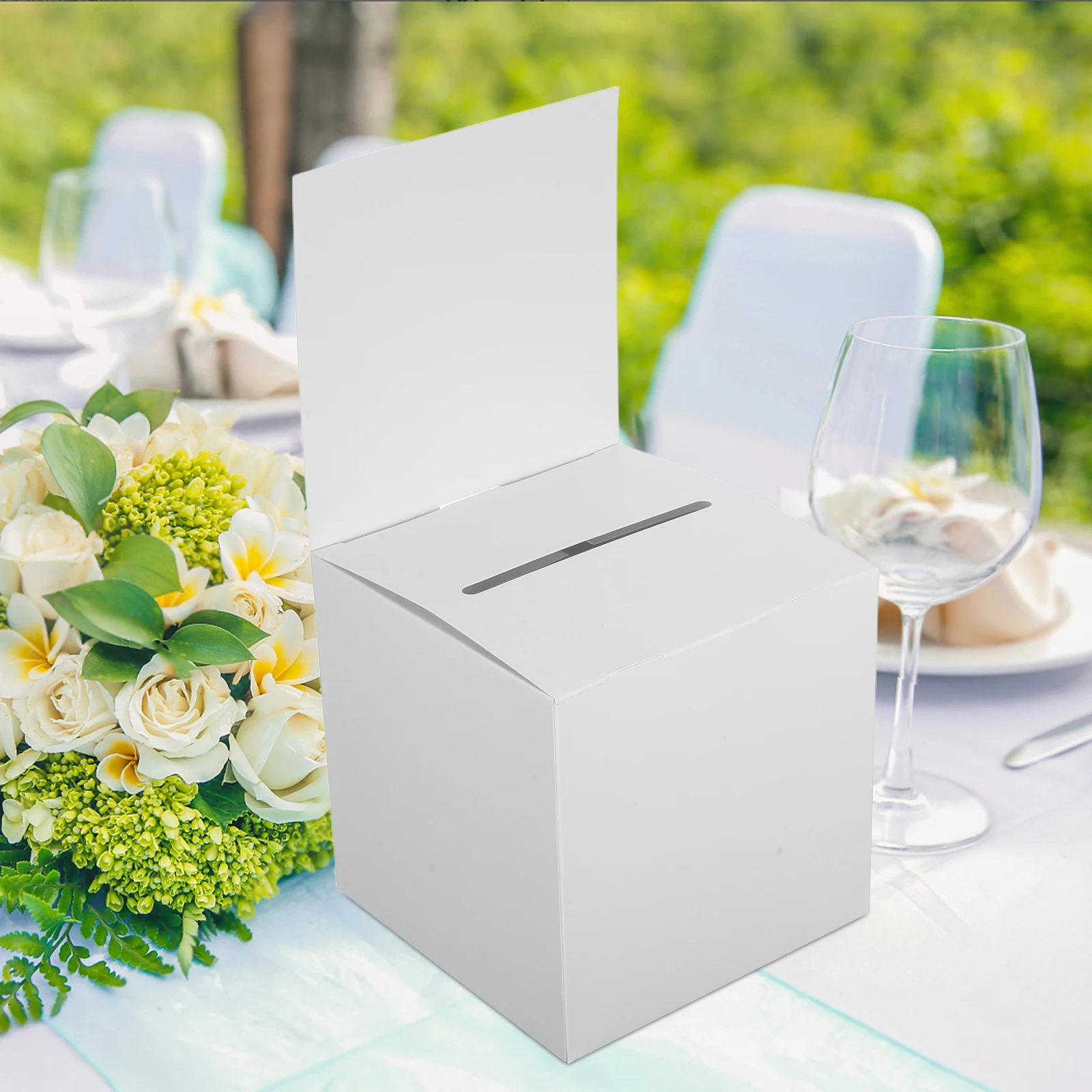 

5pcs White Foldable Suggestion Box With Slot Paper Voting Donation Collection Secure Feedback Foldable Card Drop Box For