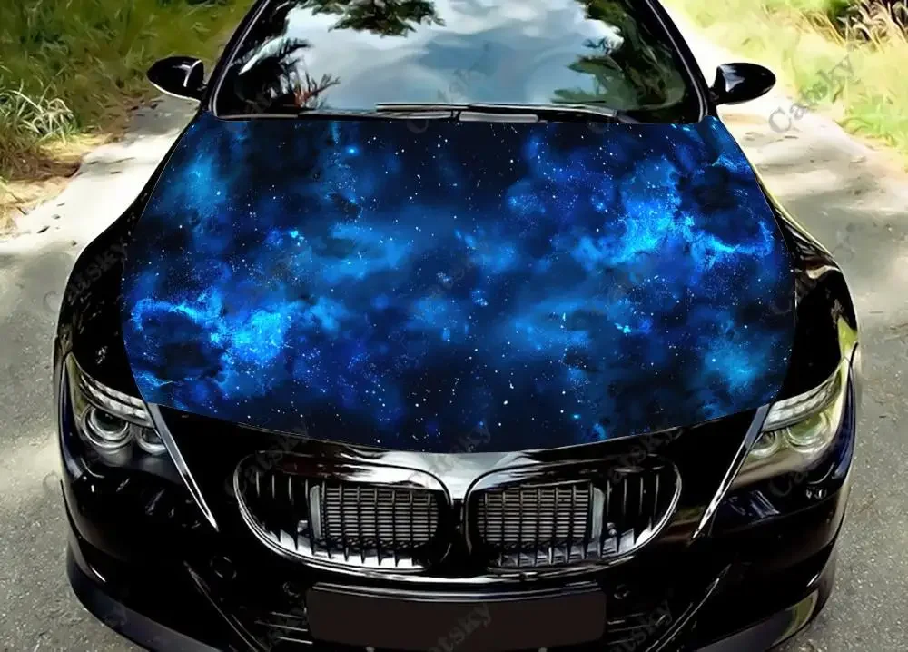 Glitter Galaxy Art Design Car Hood Decal Stickers Wrap Vinyl Film Engine Cover Decals Sticker Car Hood Protective Film