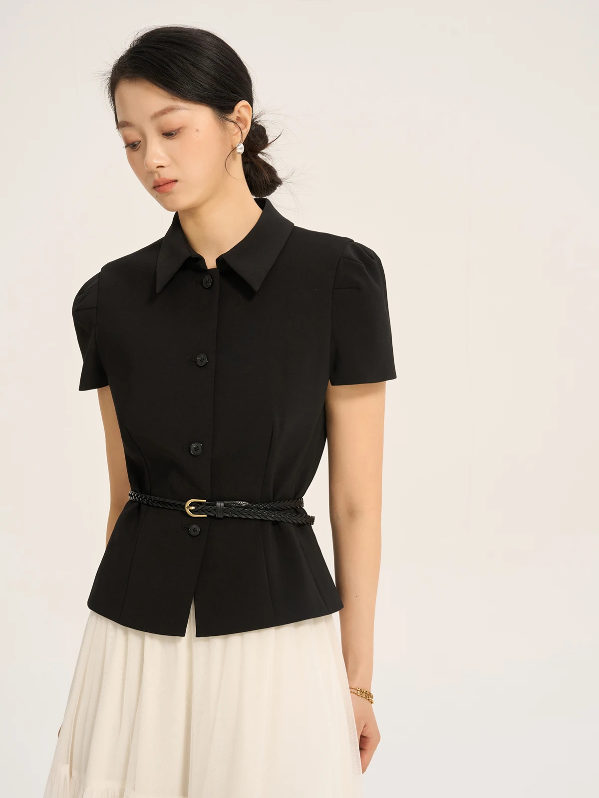 

Commute Sle Pear ape Body Micro Waist oulder Little Fraance Wind Suit Jaet Zhang Xiaomei Busin Casual Coat