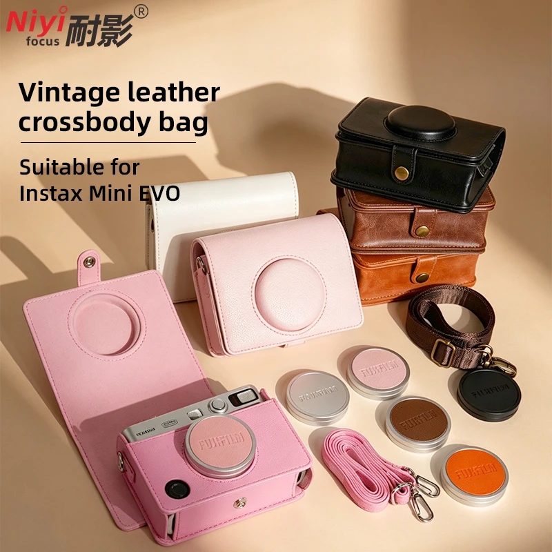 

Retro PU Leather Anti-drop Camera Pouch Portable Travel Crossbody Shoulder Bag Full Wrap Protective for Fujifilm Instax Mini EVO