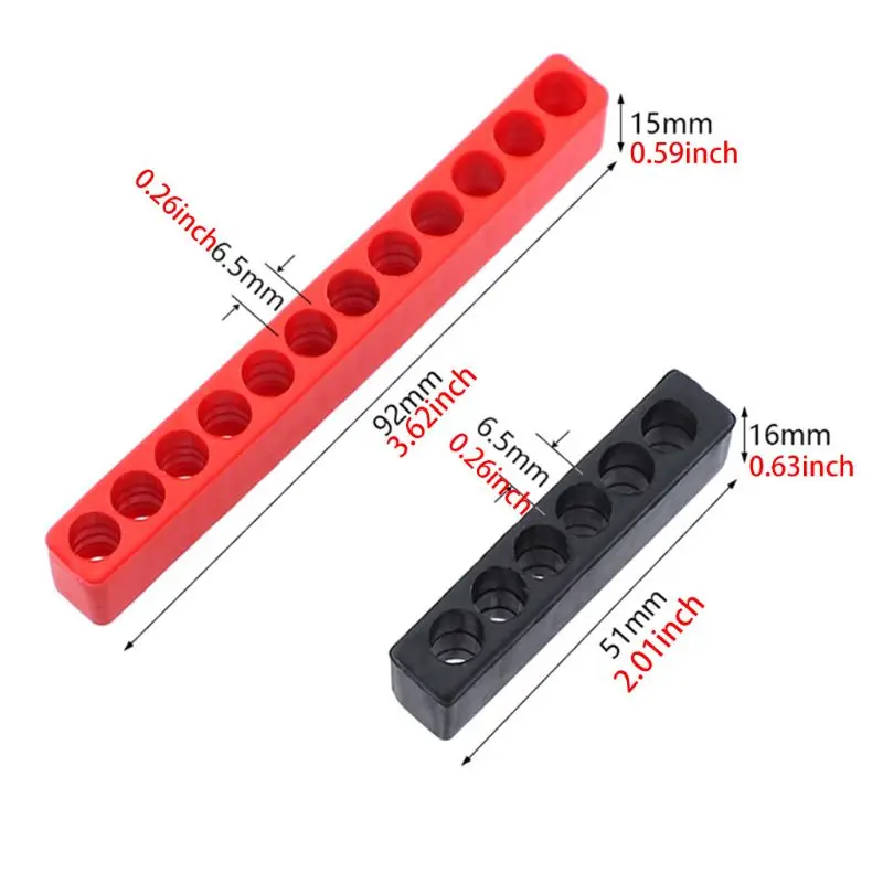 Portabrocas plástico con vástago hexagonal, 5 uds., almacenamiento 12 agujeros para estuche, fácil usar, triangulación
