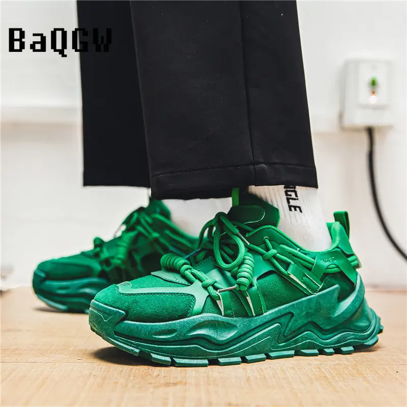 Designer Green Mens Fashion Sneakers Sports Running Shoes Streetwear Men Chunky Sneakers Casual Platform Trainers Shoes for Men