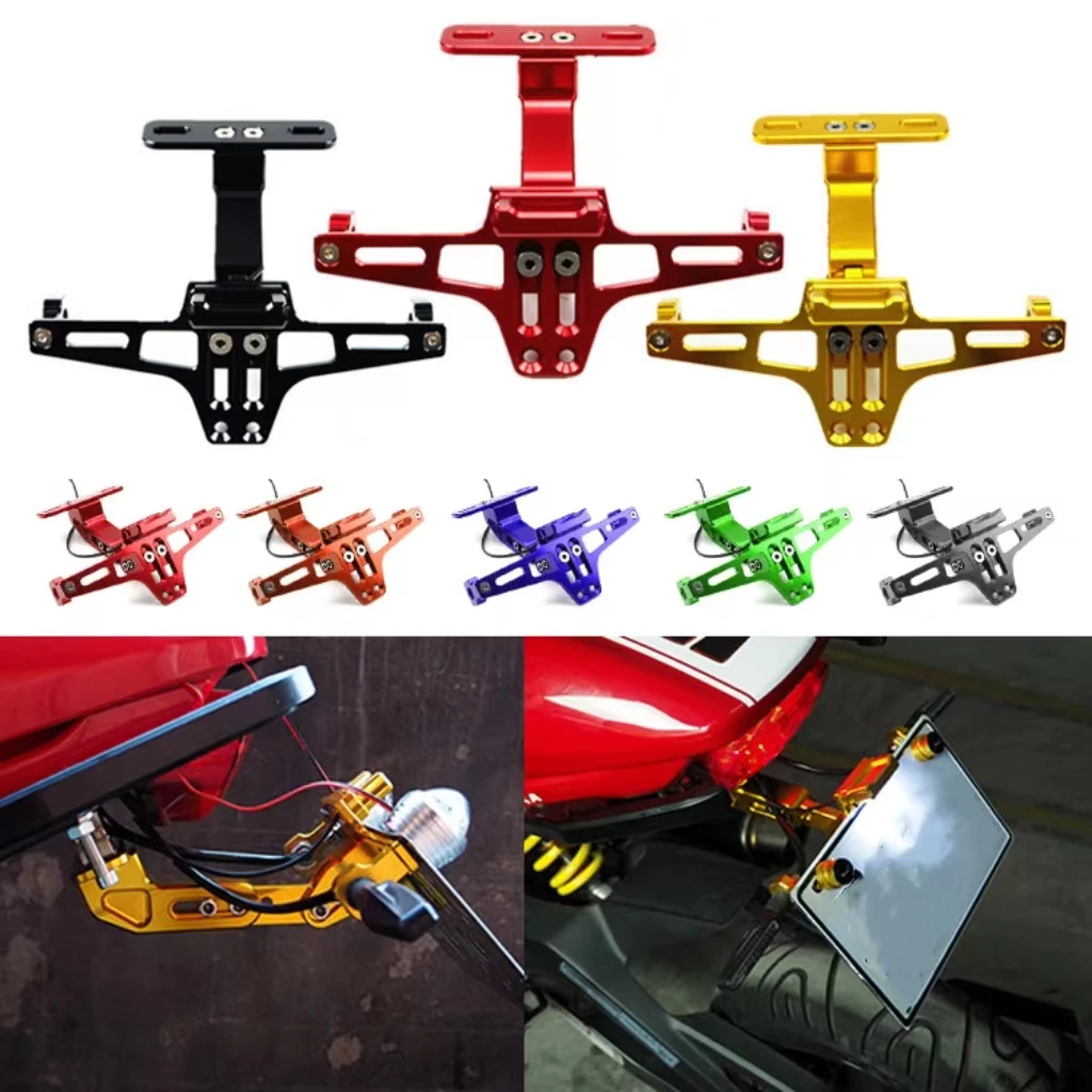 Universal Aluminum Adjustable Mount Bracket Registration Number Plate Cover Motorbike Parts for honda Xr600 Xr400R Xr650R Pcx125