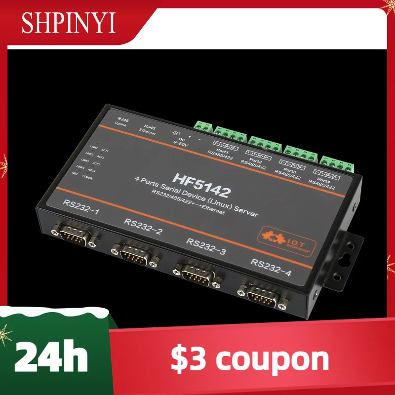 

4 Ports Serial Server RS232 RS485 RS422 go to TCP/IP Ethernet. Support MQTT, Modbus TCP/UDP