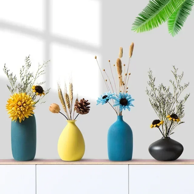 

Modern Jingdezhen Ceramic Vase Fake Flower Arrangement Home Livingroom Desktop Furnishing Crafts Store Club Ornaments Decoraion