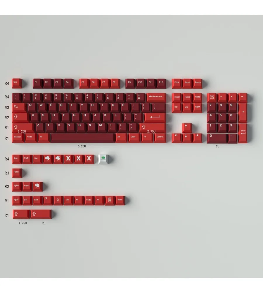 Ham keycaps red original factory height full set PBT sublimation mechanical keyboard caps 68/104