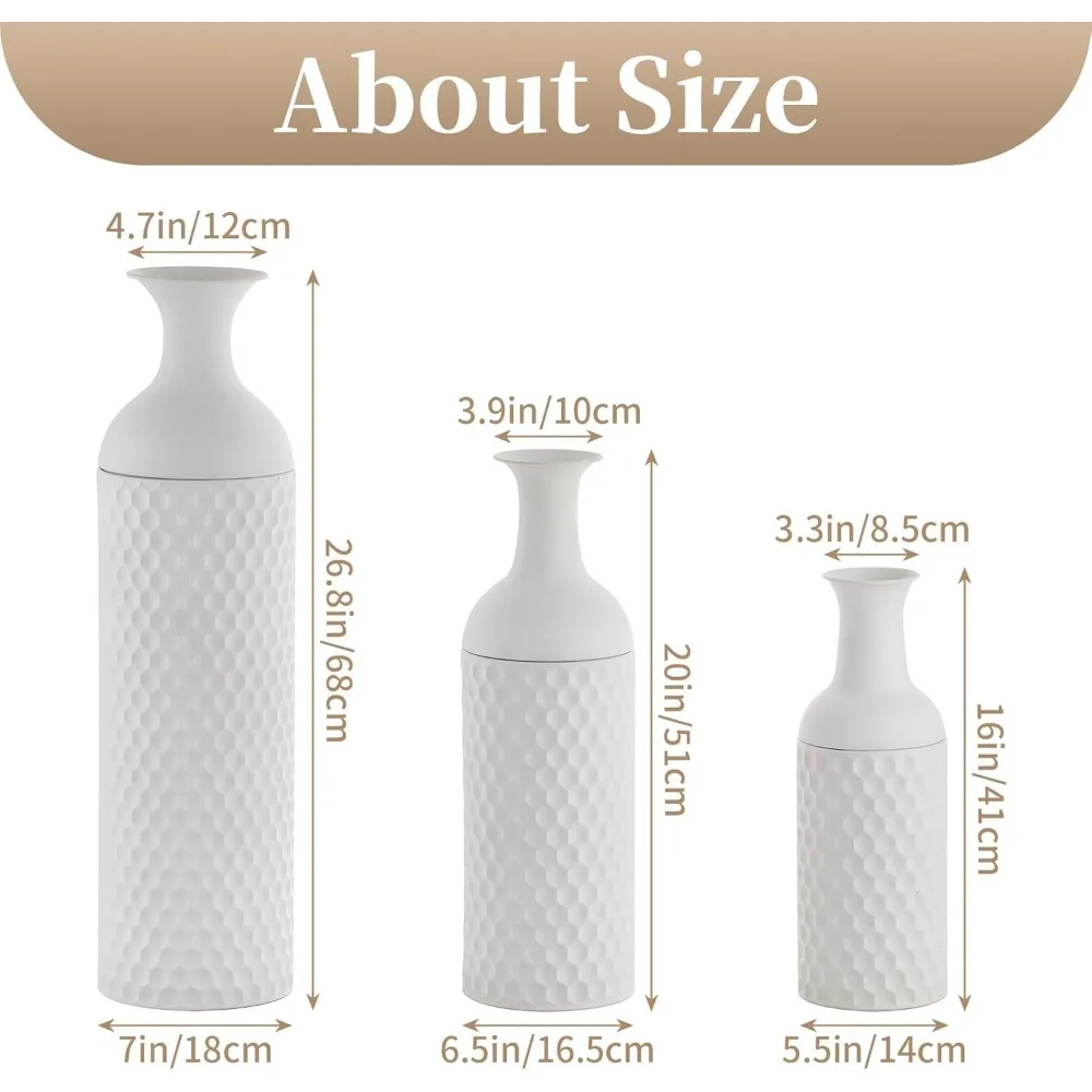 Floor Standing Vases for Big Standing Vase for Living Room Dining Bedroom Home Corner Hallway Indoor Office, White Floor Vase