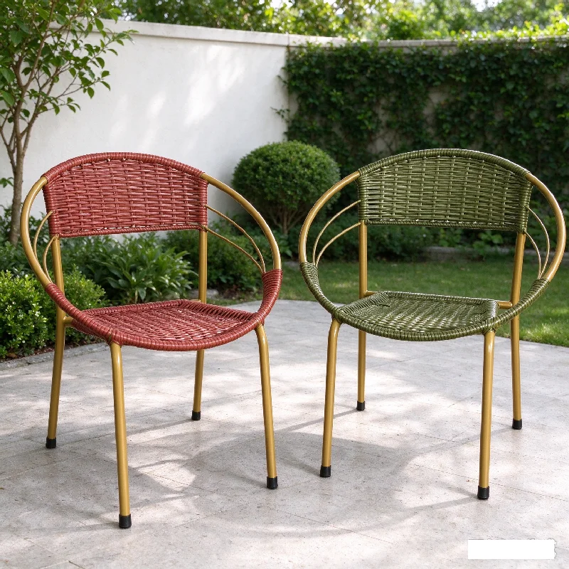 imitation rattan woven chair for Outdoor fishing leisure balcony courtyard rattan handmade chair stool various styles