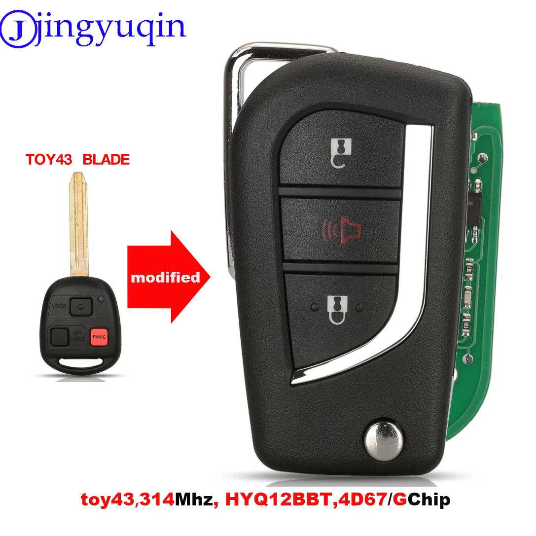 

3-кнопочный дистанционный ключ jingyuqin 314 МГц ASK, чип 4D67 для Toyota FJ Cruiser Land Cruiser 2003-2009, идентификатор FCC: HYQ12BBT TOY43