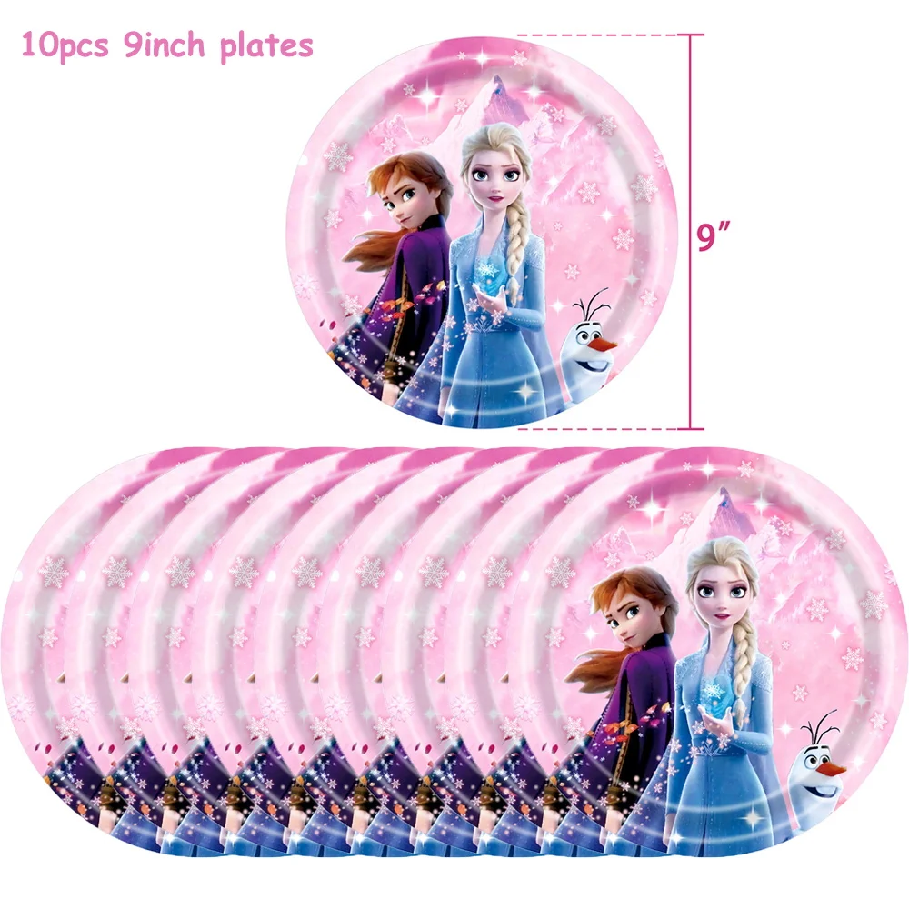 Disney Frozen Birthday Party Decorations Supplies Anna Pink Tableware Paper Plates Cups Napkins Elsa Balloons Girls Baby Shower