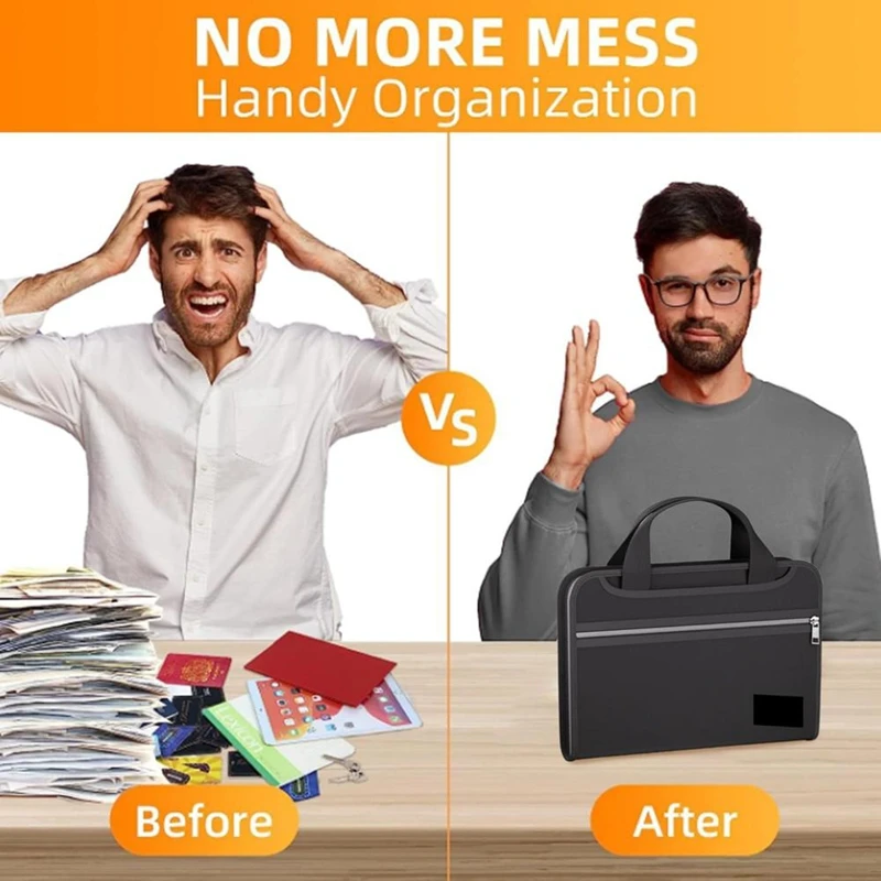 T04C-Accordion File Organizer, Waterproof Fireproof 14.6X10.2In File Organizer With 12 Folder For Academic, Business