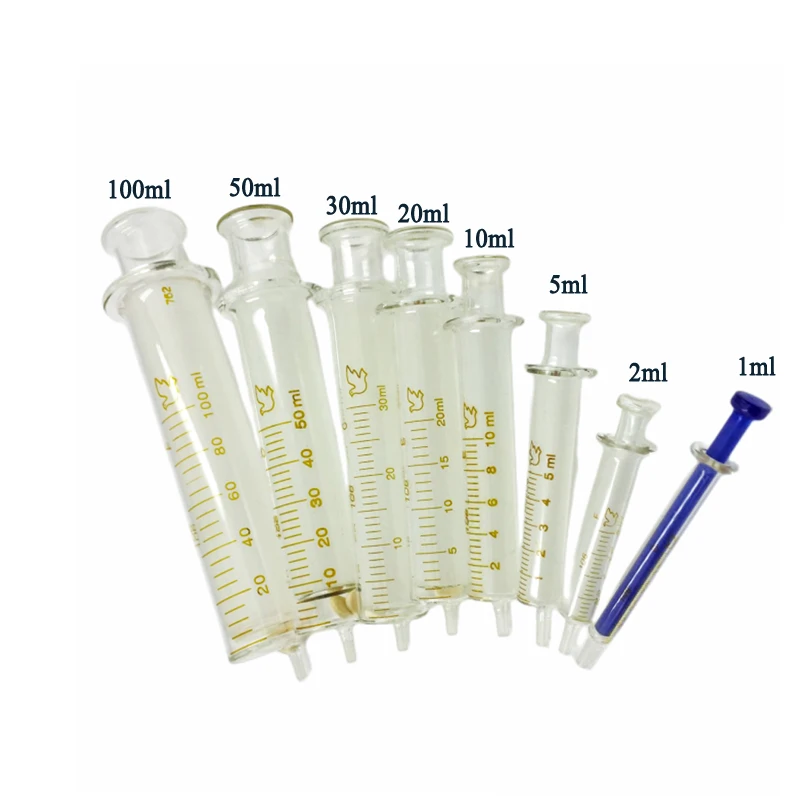 Seringa De Vidro 1ml-100ml Vidro Injector Sampler Seringa Laboratório Vidraria Injector Sampler Dispensação com Tinta Medicina Química