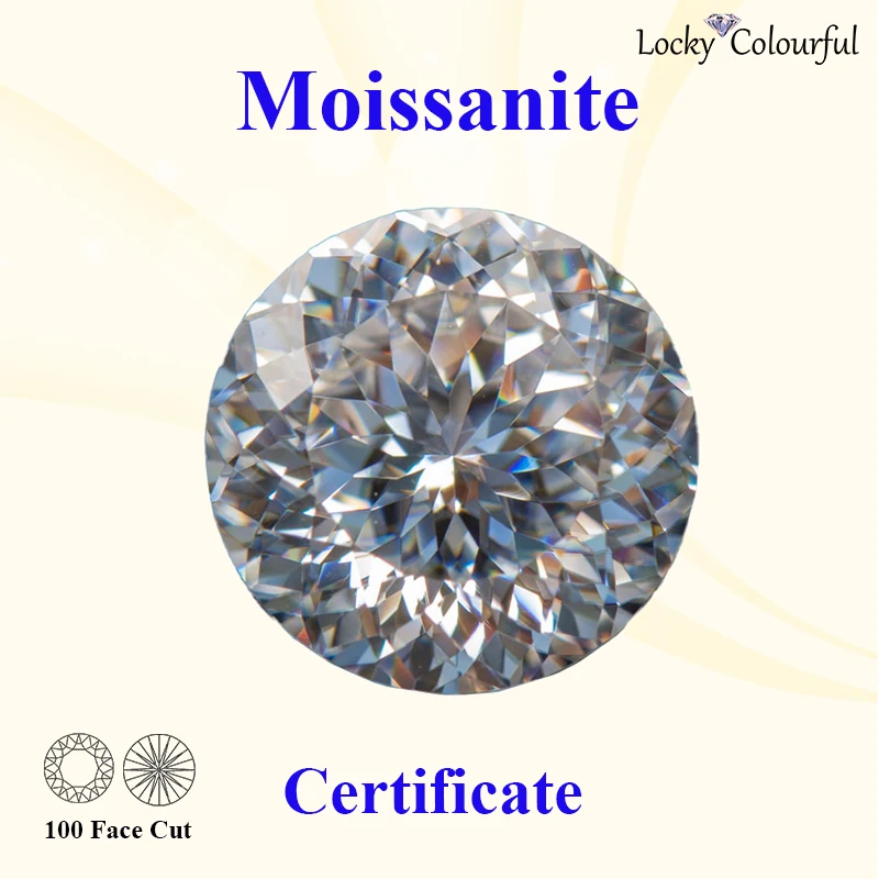 

Moissanite Round Shape 100 Faces Cut D Color VVS1 Bead for Charms DIY Jewelry Making Necklace Materials with GRA Certificate