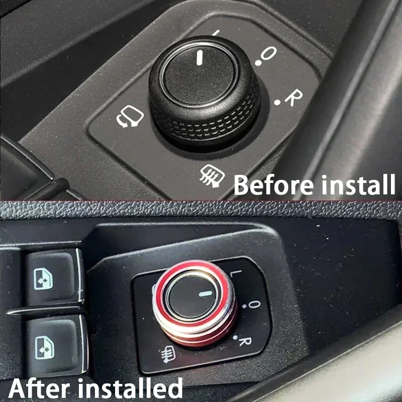 Car Rearview Mirror Adjustment Knob Decoration Ring Metal Trim Cover For VW Volkswagen Golf Mk7 Polo 2015-2019 Switch T Interior