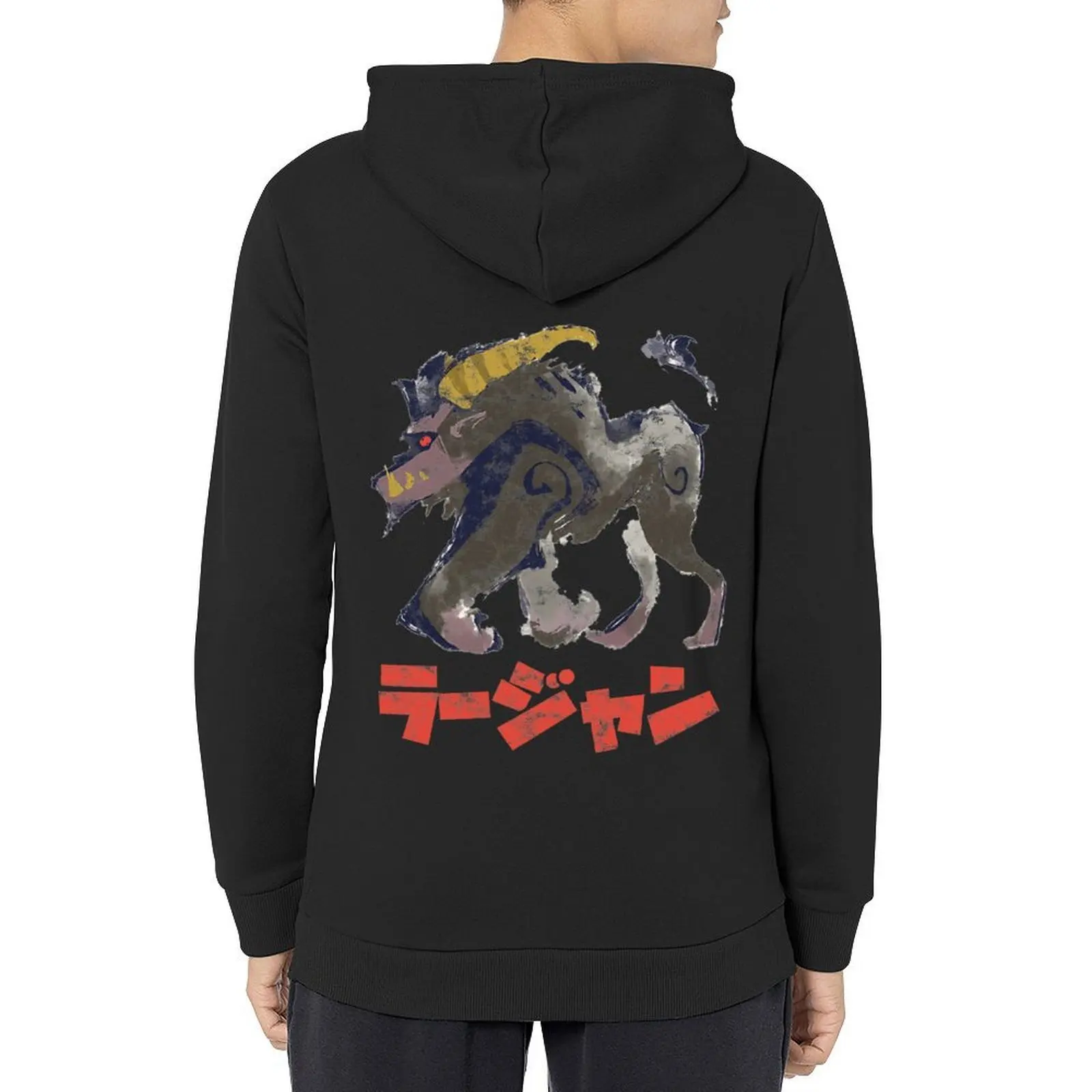 

Monster Hunter Rise Rajang Kanji Icon Hoodie winter clothes male clothes men's coat anime hoodie