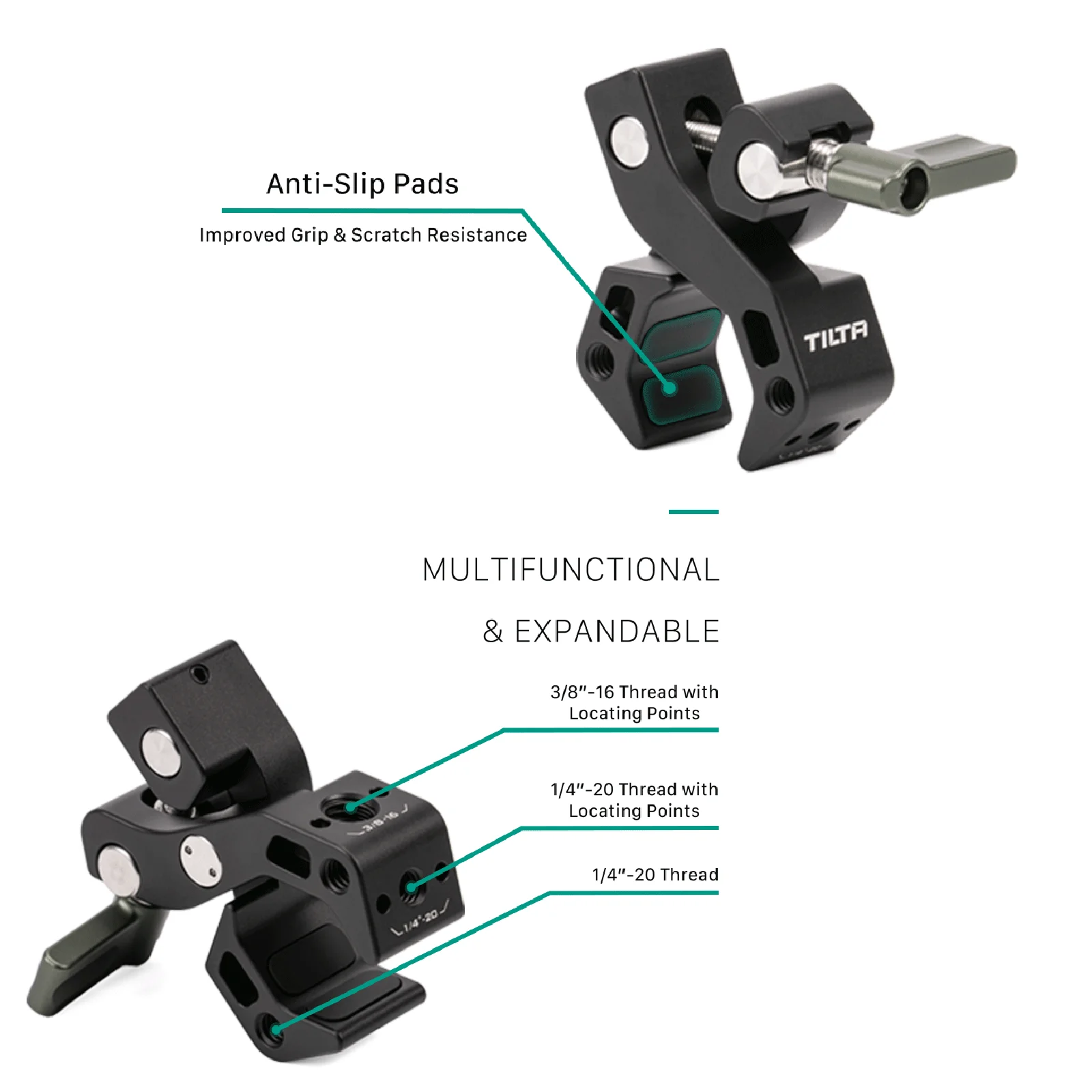 Tilta Zubehör Montage klemme Metall Super Clamp Magic Arm Clamp schwarz TA-AMC-B mit 1/4 \