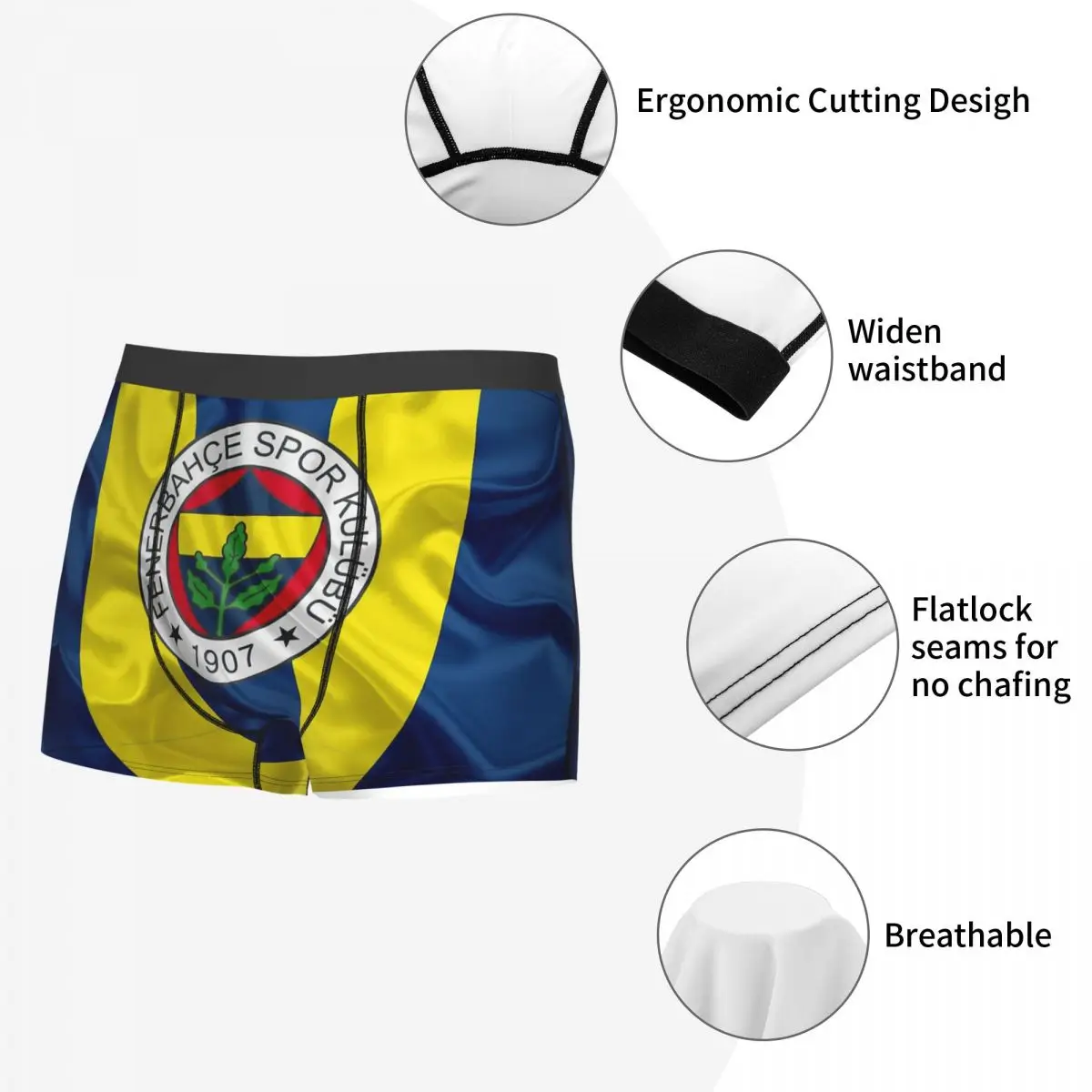 Fenerbahce National Flag Underpants Cotton Panties Men\'s Underwear Sexy Shorts Boxer Briefs