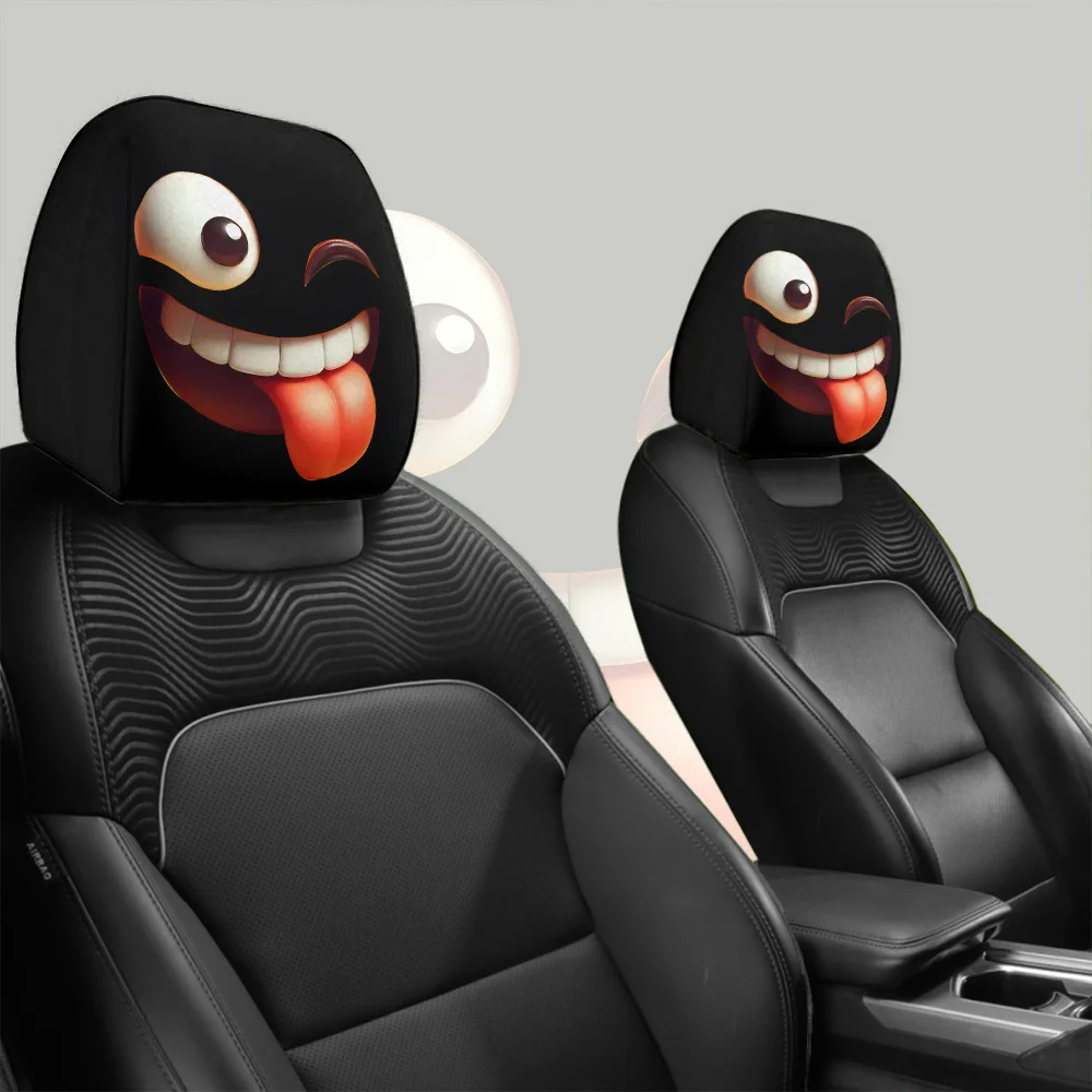 قطعتان من أغطية مسند رأس السيارة الممتعة ذات التعبير اللسان، هدية مثالية لعيد ميلاد الصديق، قابلة للتمدد والغسل