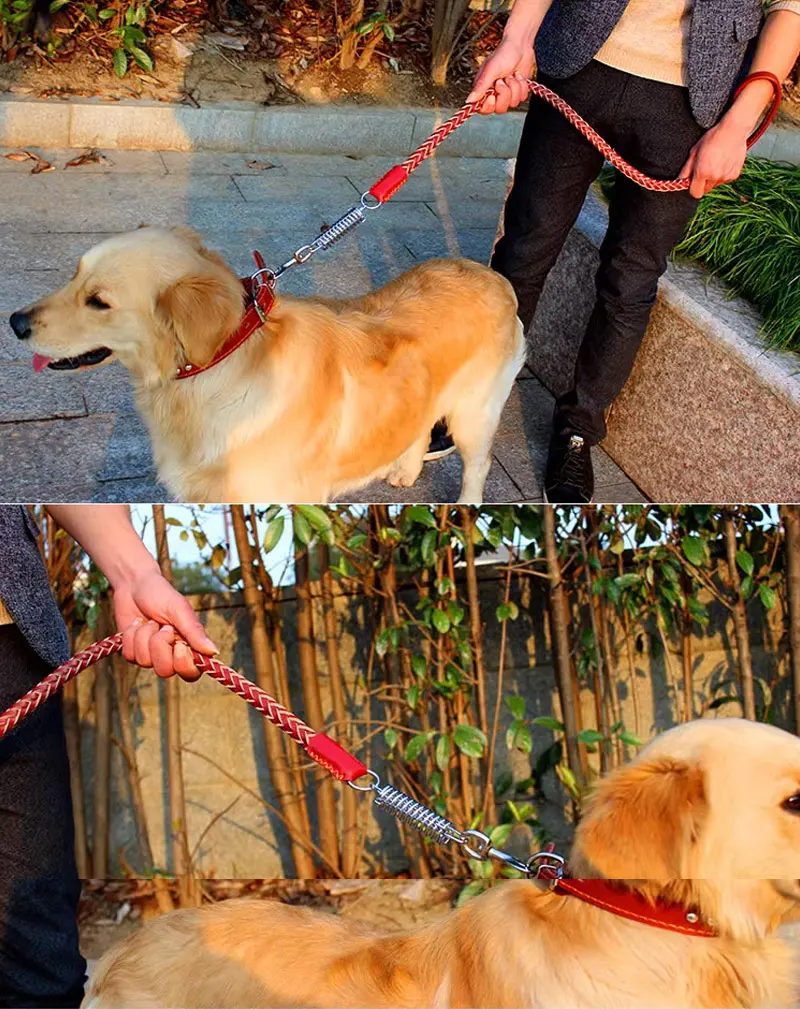 Robuste und strapazierfähige Hundeleine aus echtem Leder, geflochtene Hundetrainingsleine für Schäferhunde, mittelgroße und große Hunde, Haustierzubehör. – Detail 7
