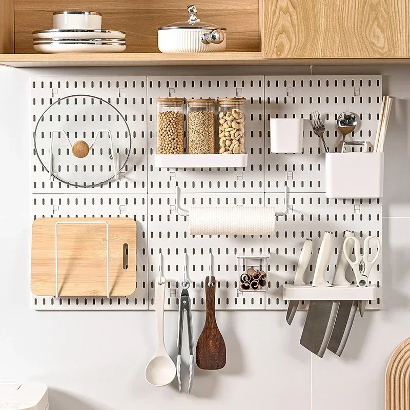 Nordic Style Diy Pegboard and Accessories Storage Case DIY Wall Mount Desktop Organizer No Punching Bathroom Kitchen
