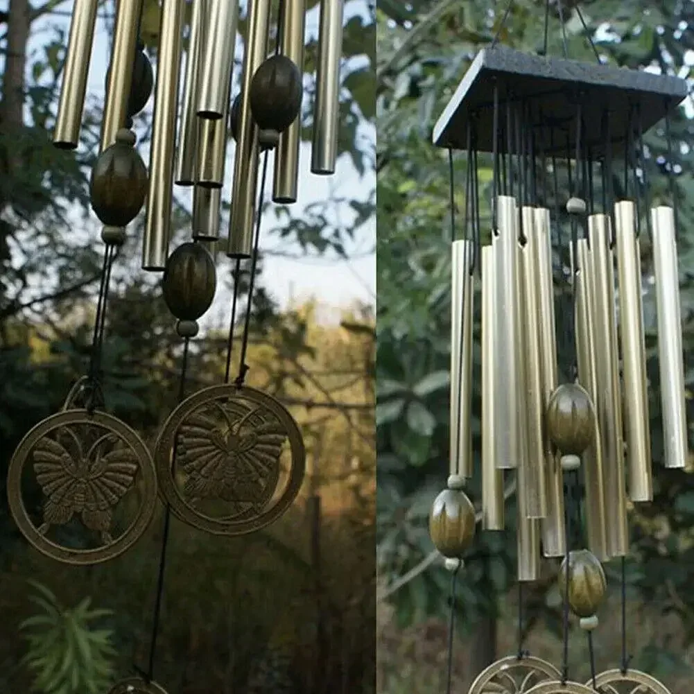 1 Pcs Large Wind Chimes Bell Stainless Butterfly 12 Tube Outdoor Door Hanging Ornament Windchime Garden Yard Decor