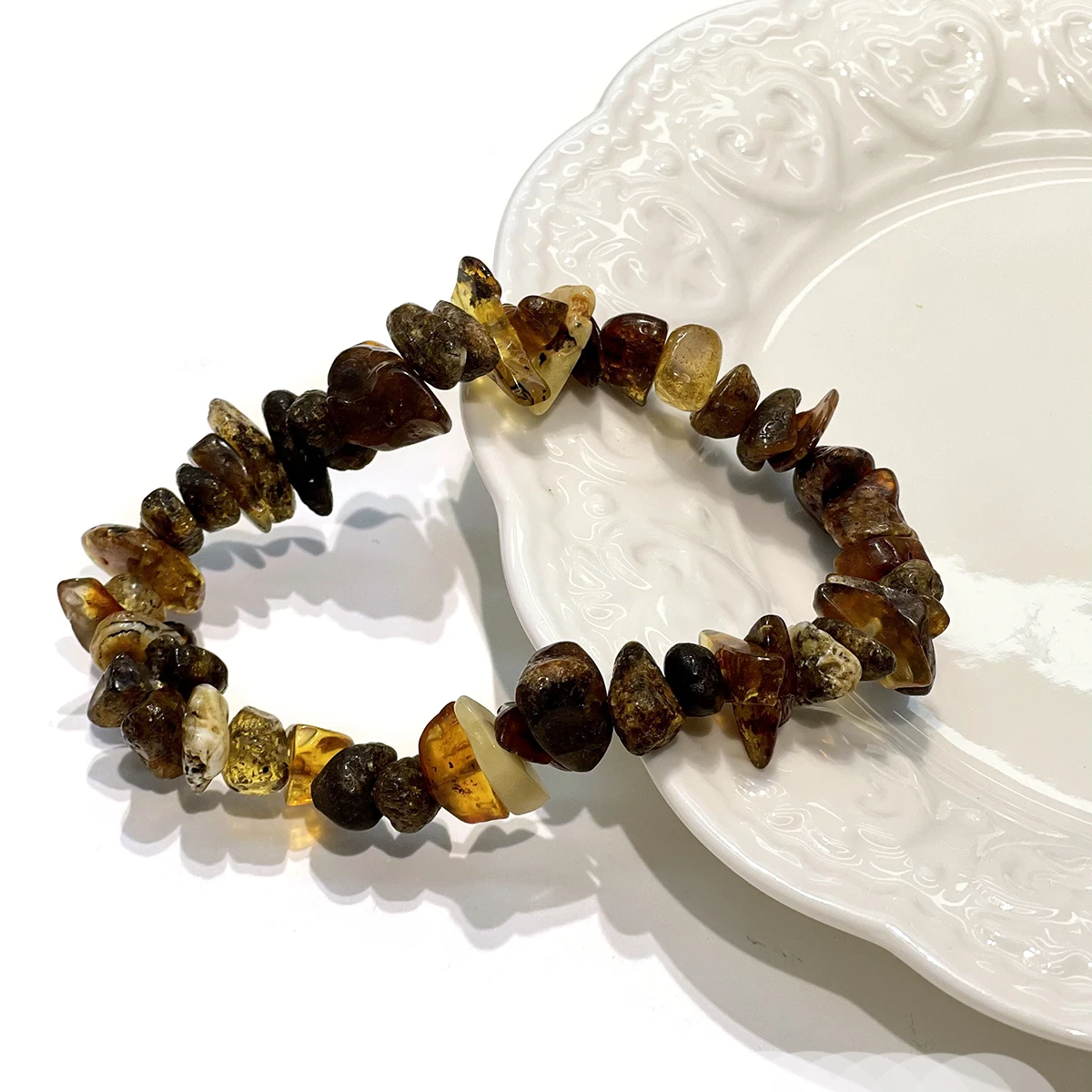 Natural Amber Multi Treasure Shaped Crushed Stone Bracelet Amber Beads Gravel Reiki Bracelets Bangles for Women Girls