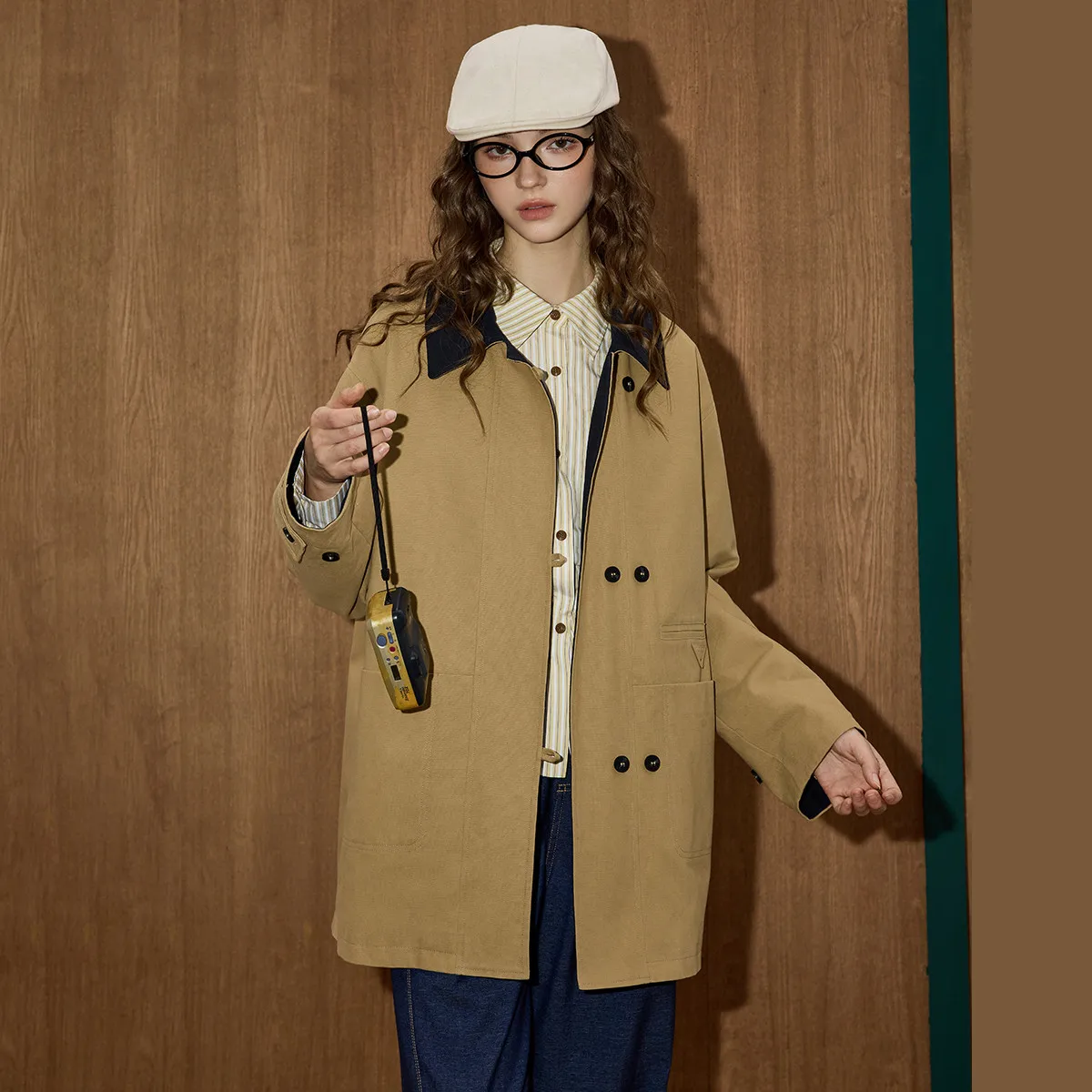 وصل حديثًا معطف واق من المطر أنيق بتصميم عتيق اللون للنساء ملابس خارجية فضفاضة وطويلة ومتعددة الاستخدامات لخريف 2025 أنيقة للتخسيس