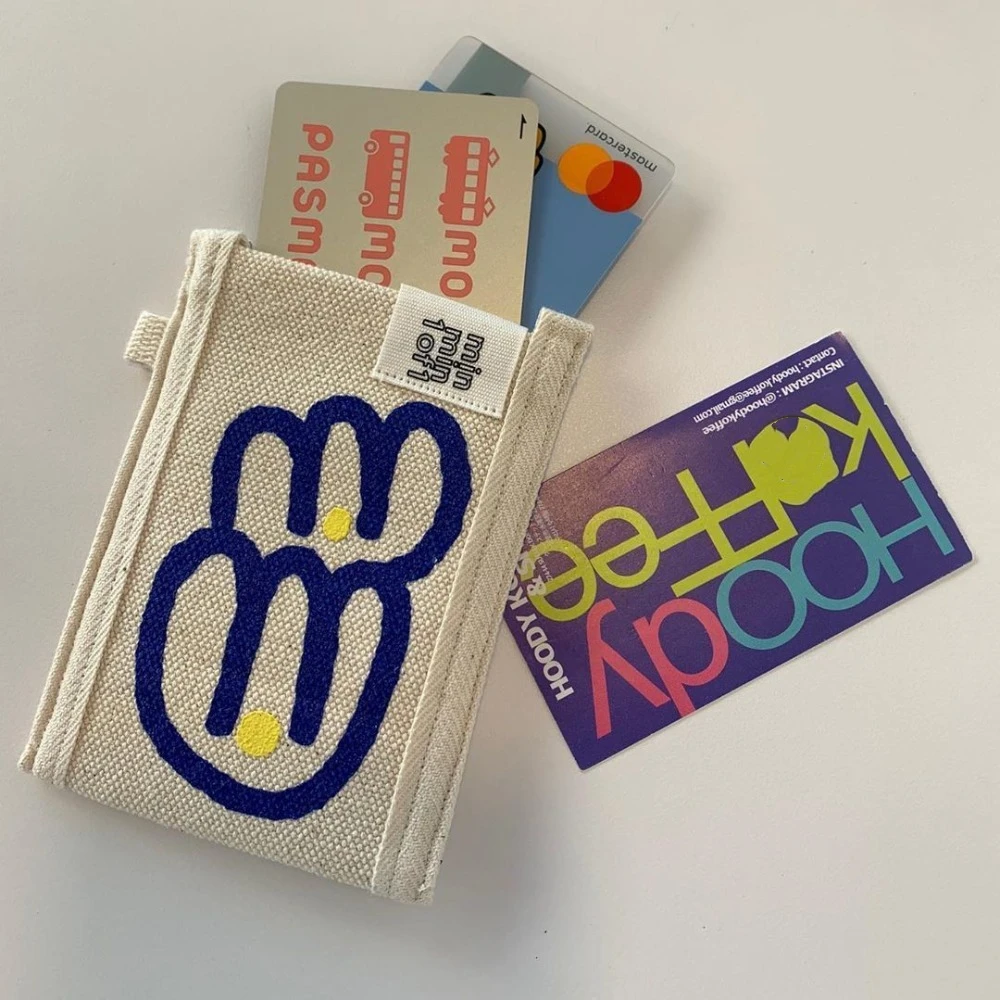 

Kawaii Cartoon Doodle Wallet Double Layer Korean Style Canvas Long Purse Sewn Large Capacity Tulip Graffiti Card Holder Work