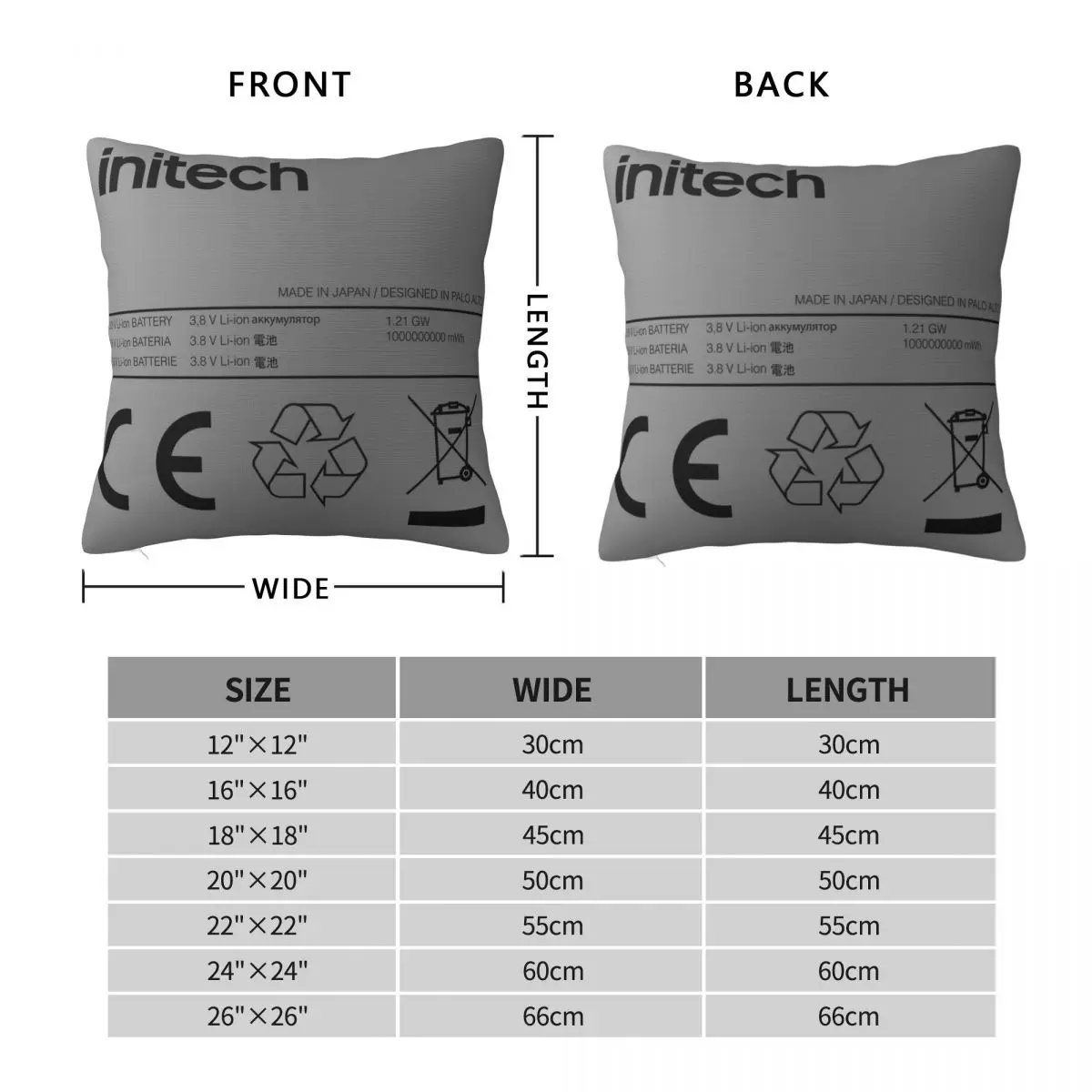 Swollen Battery No Fire Risk Square Pillowcase Polyester Linen Velvet Creative Zip Decorative Throw Pillow Case Room Cushion 18