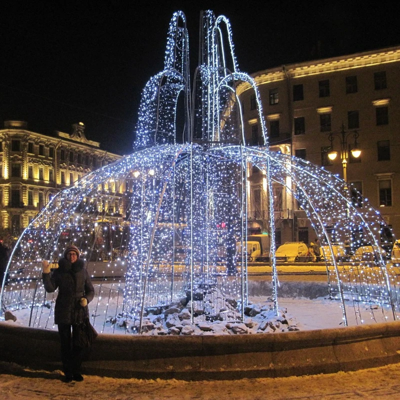 custom.Large LED 3D Waterfall Fountain Square Decoration Light For Street Garden Or Mall