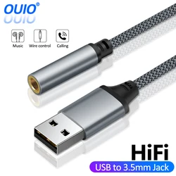 USB to 3.5mm Jack Female Audio Cable Headphone Micphone External Sound Card Adapter for PC Laptop AUX HiFi Audio Extension Cable