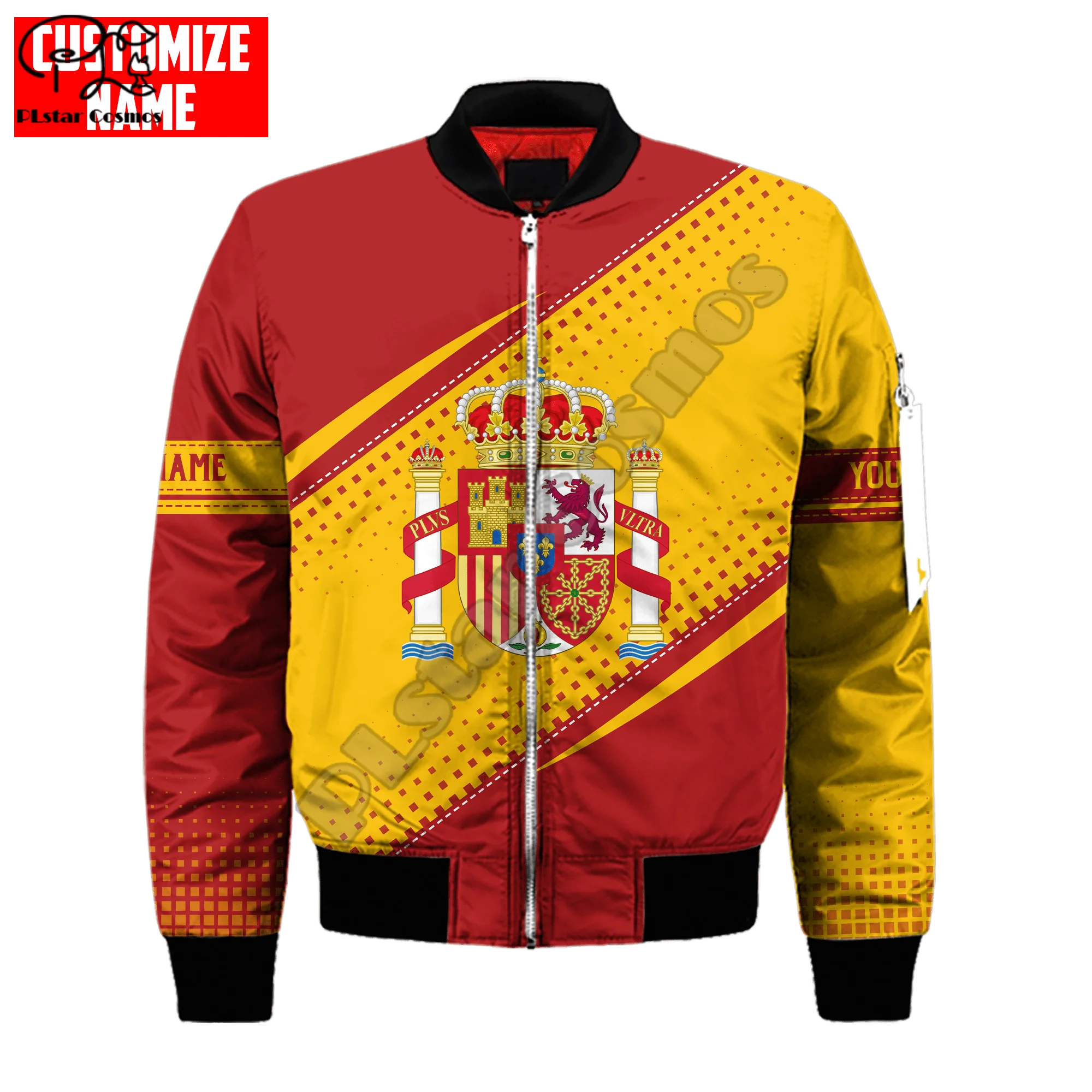 

PLstar Cosmos Spain National Emblem And Flag 3D Printed Men Bomber Jacket Hip Hop Unisex Casual Windbreaker Drop Shipping S22