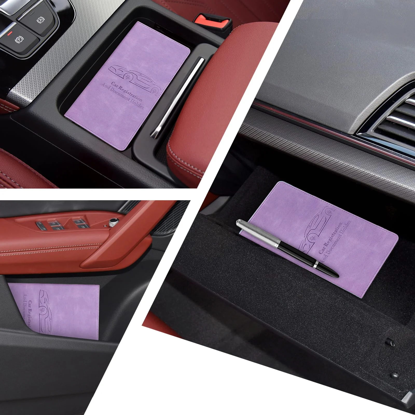 Kfz-Zulassungs- und Versicherungskartenhalter, Magnetverschluss Leder Fahrzeugdokumenten-Organizer Kompakter Leichter Kartenhalter – Detail 5