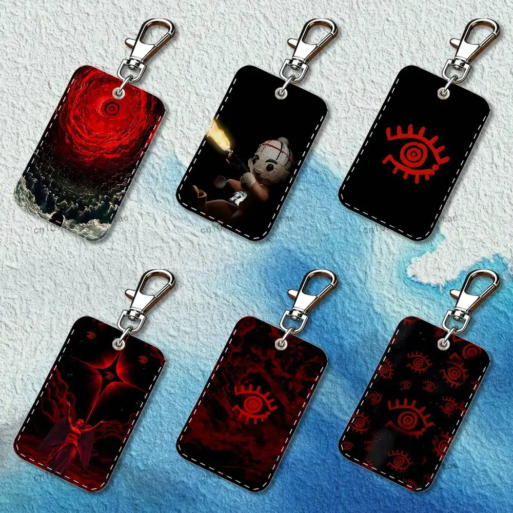 

F-Fuerza R-Regida Rectangle Card Case Keychain Access Card Bag Key Tag Ring Leather Card Holder Key Ring Access