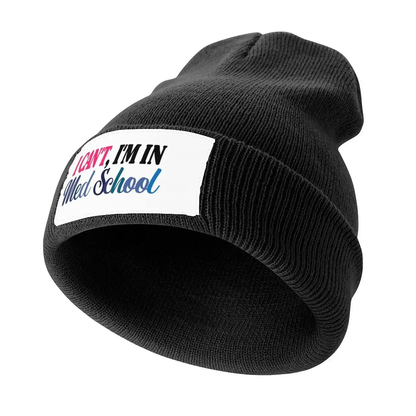 I Can't I'm In Med School, funny Medical Student sticker Knitted Cap Anime Hat Luxury Brand Cosplay Mens Caps Women's