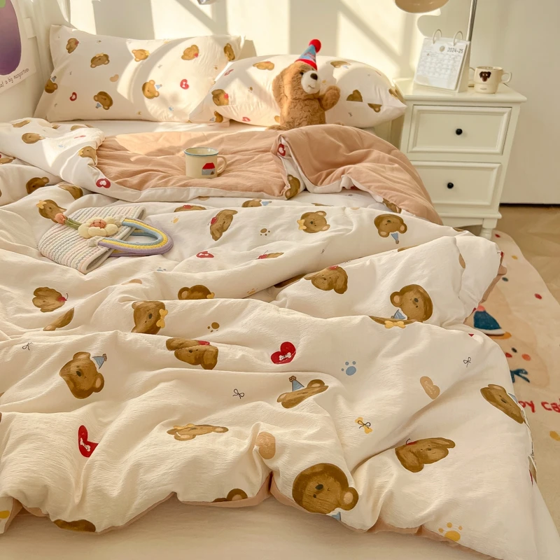 A Grade Fluffy Summer Duvet Skin-friendly Comfortable Blanket Soft Bare Sleeping Comforter Well-vetilated Moisture-wicking Quilt