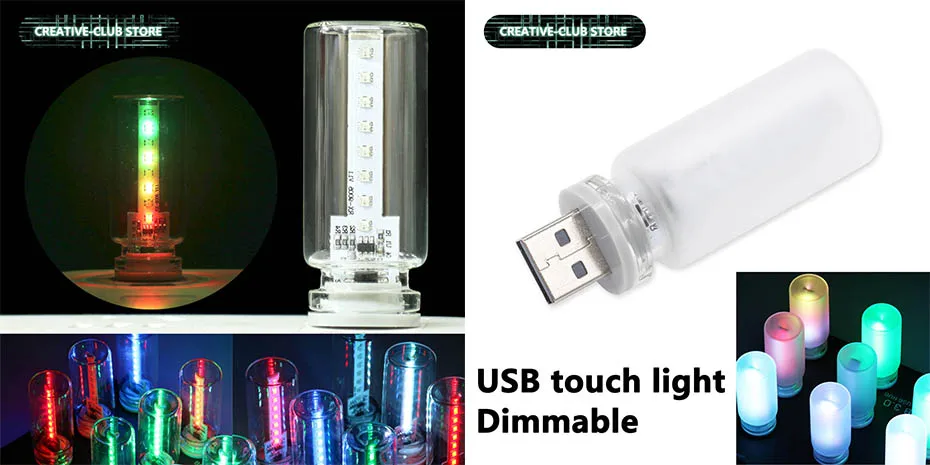 USB Touch Control LED Nachtlicht Atmosphäre Licht Edison Glühbirne Glühlampe LED Filament Glühbirne Schlafzimmer Dekoration DIY – Detail 1
