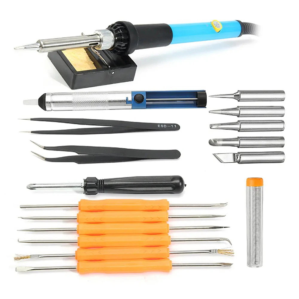 WENXING Full Set 60W 110V/220V Electric Soldering Iron Kit with Adjustable Temperature Welding Iron Electronic Repair Tool