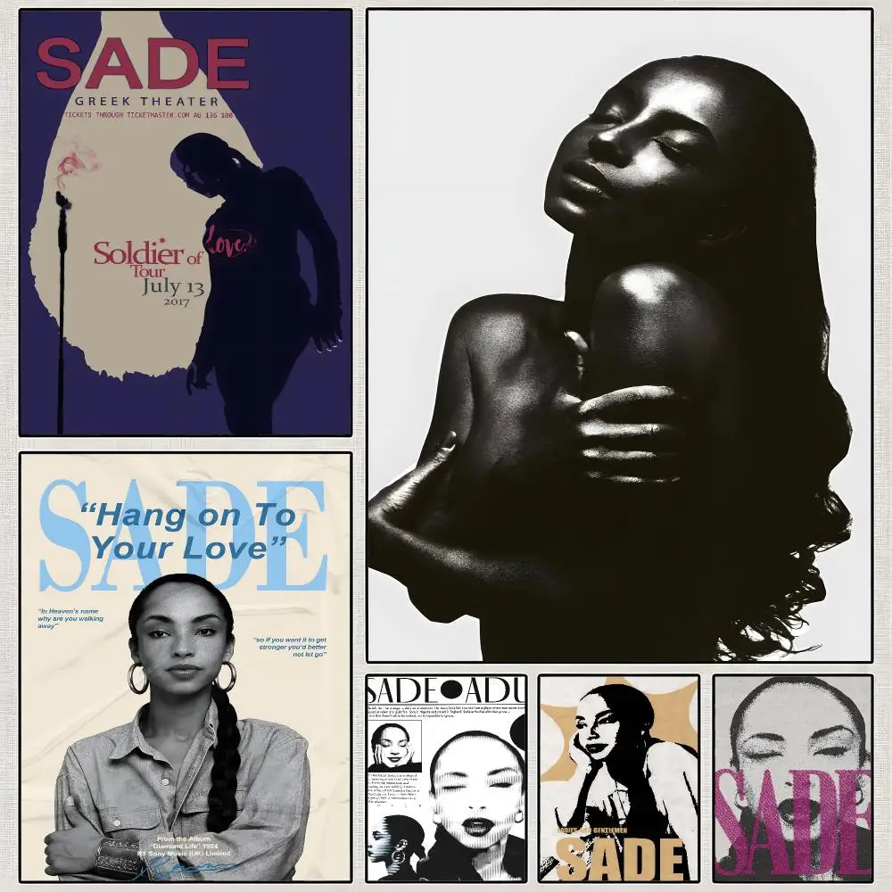 Music Sade Soul Rnb Singer Poster PP Wall Art Print Removable Water-Resistant Home Decor for Bedroom Apartment Gift