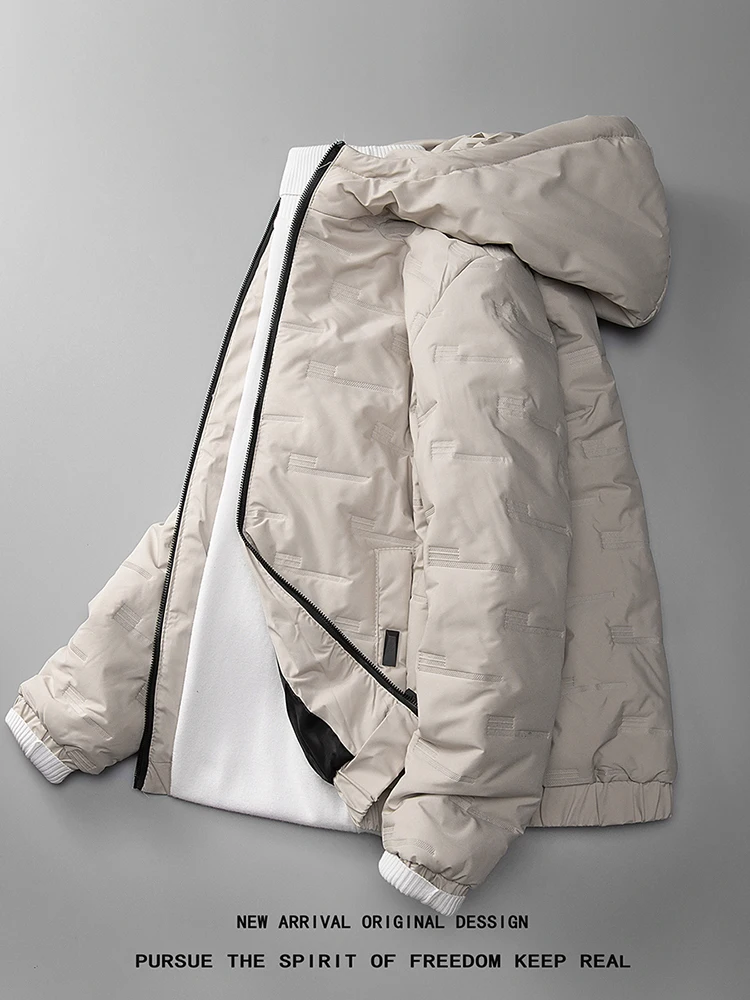 

Men's Thiened down Cotton Jaet Autumn Winter Warm Sli High-End Feeling Faion Brand New 2024 Youth Casual Coat