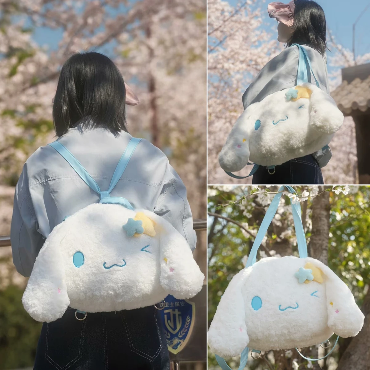 Sanrio Cinnamoroll กระเป๋าสะพายกระเป๋าถืออเนกประสงค์ Kawaii กระเป๋าเป้สะพายหลัง Messenger กระเป๋า Plush My Melody หวานเปียโน Lolita กระเป๋า
