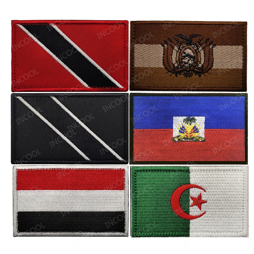 Argelia Bolivia Trinidad y Tobago Yemen Haití Bandera Parches bordados Pegatinas Chevron Parche aplicado para ropa Bolsa Gorra