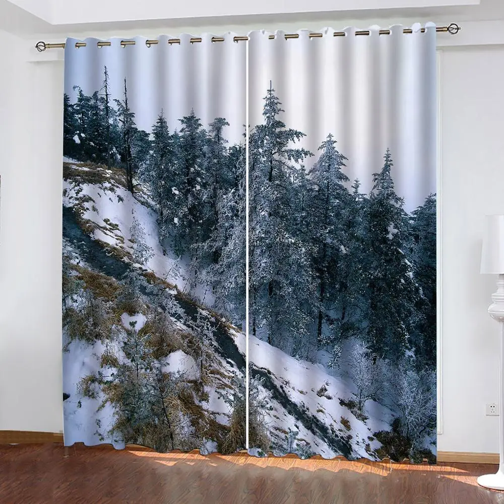 Photo 3D Curtains for Living Room Window curtains white snow curtain 3D Curtains For Living room Blackout