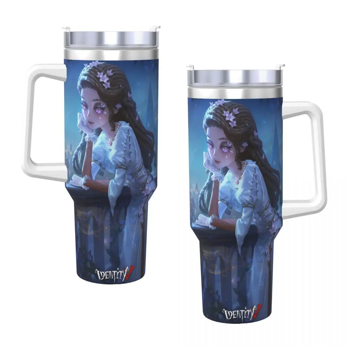 Identitys Vs Stainless Steel Tumbler Driving Coffee Mug With Straws and Lid 40oz Car Mugs Hot Drinks Water Bottle