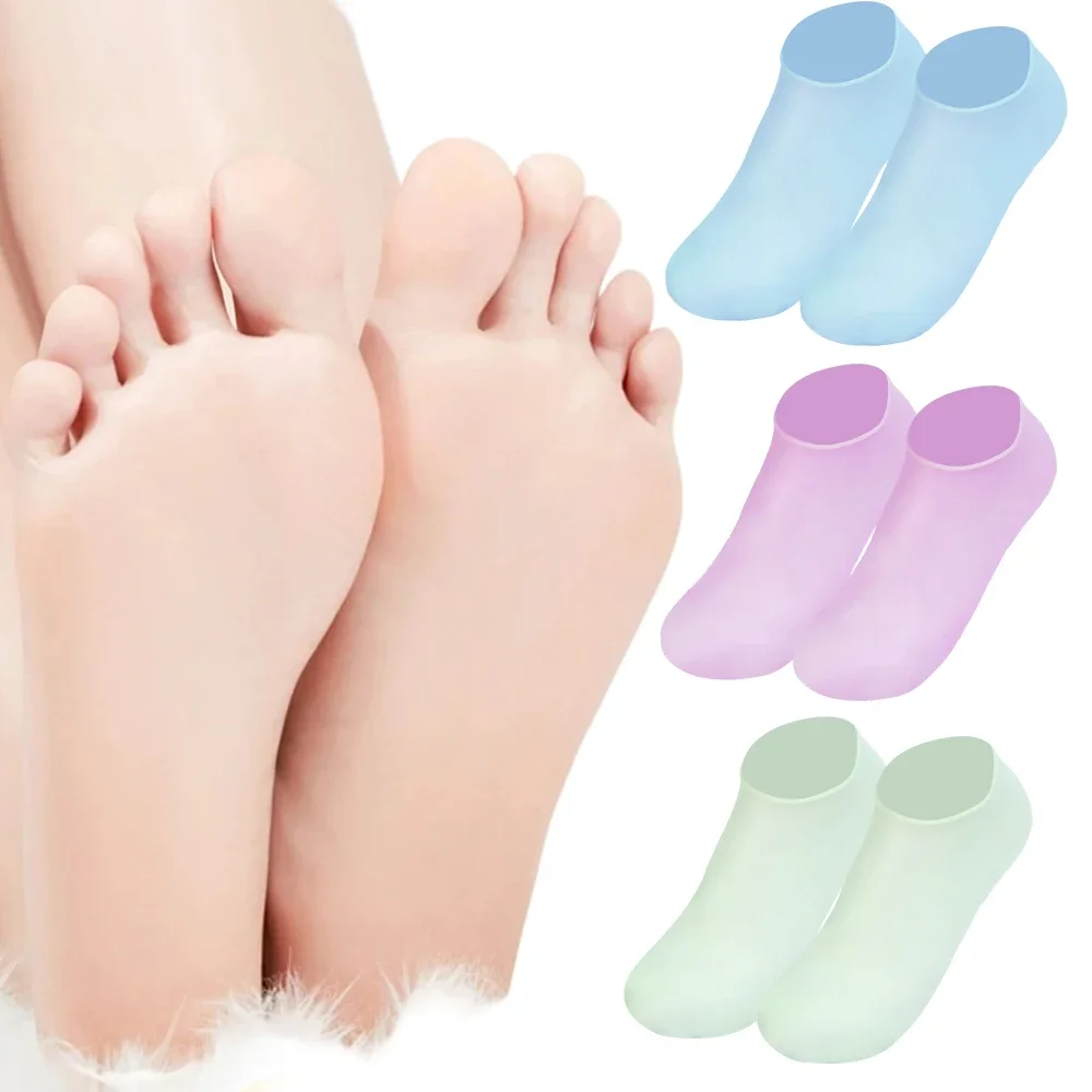 1/3pairs Silicone Moisturizing Foot Socks Protective Feet Cover Massage Reusable Gel Stocking Dry Cracked Spa Pedicure Socks