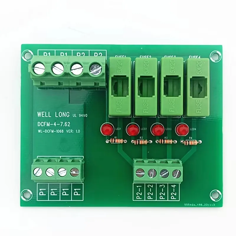 4 Position Fuse Power Distribution  Module Board 100-250VAC Fuse Holders  5x20mm(DxL) Tube Fuse.