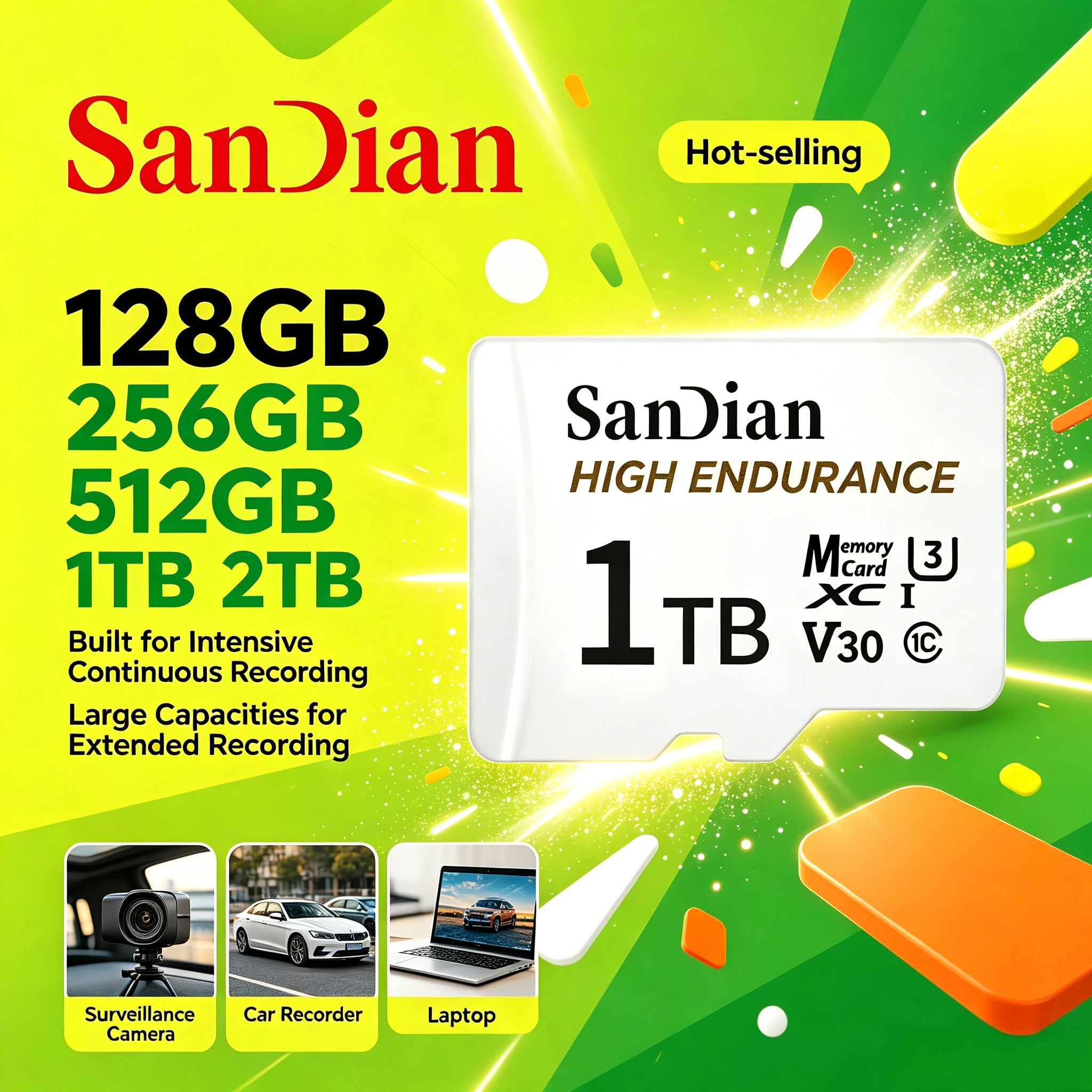 Original 128GB 256GB  V30 C10 High Endurance Micro TF SD Card For Dash Cam Car CCTV Home Security Full HD Plus