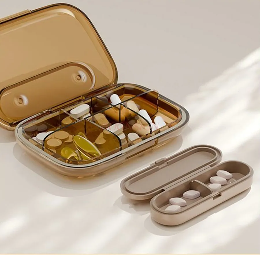 1PCS Medicine Pill Box Pills Dispenser pill organizer Tablet Pillbox Case Container Drug Storage Box 4/6 Grids